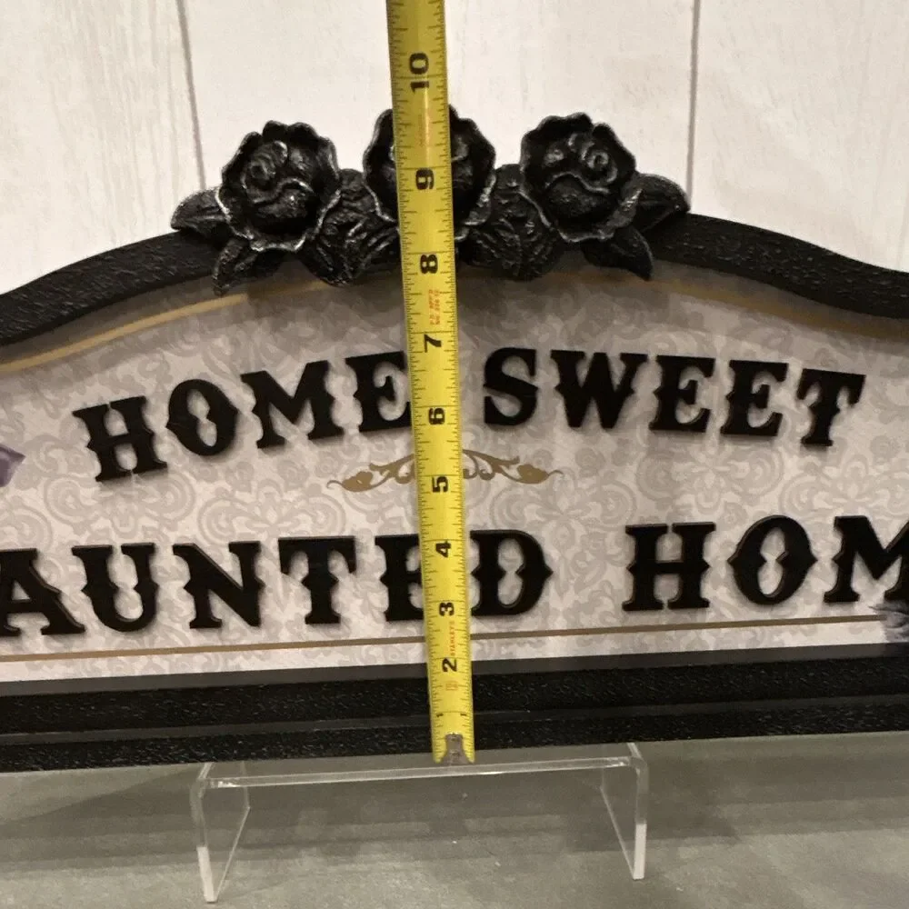 Ashland Halloween Home Sweet Haunted Home Wall Plaque Sign 24x10 in Black/Purple